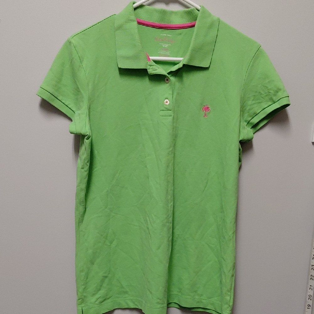Lilly Pulitzer Lime Green LadiesPolo Shirt, Size Large